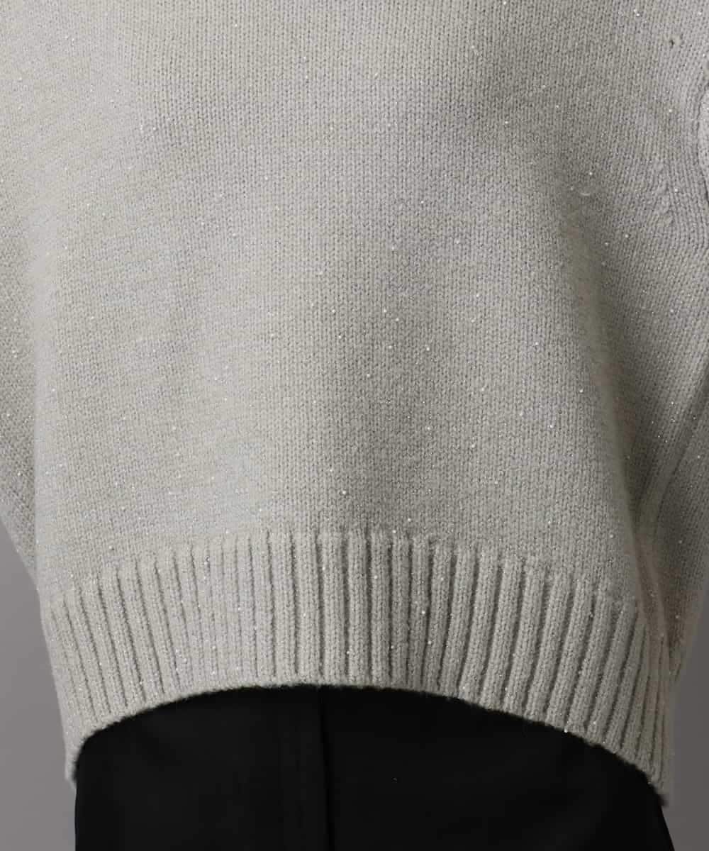 FMFBD31230 MICHEL KLEIN(ミッシェルクラン) ビーズハイネックニット ライトグレー