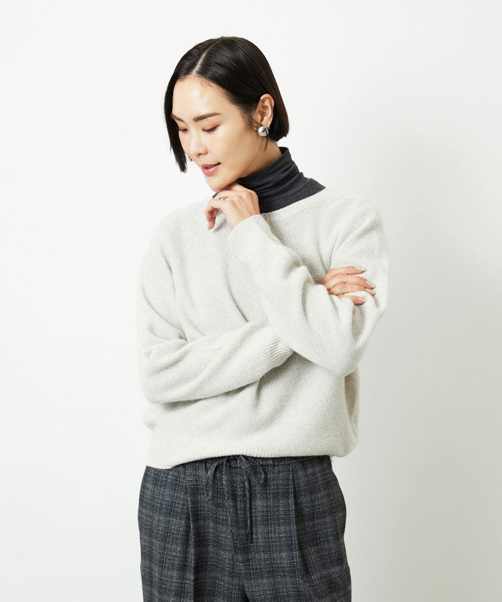 FMFBD33210 MICHEL KLEIN(ミッシェルクラン) ホールガーメント®クルーネックニット ライトブルー