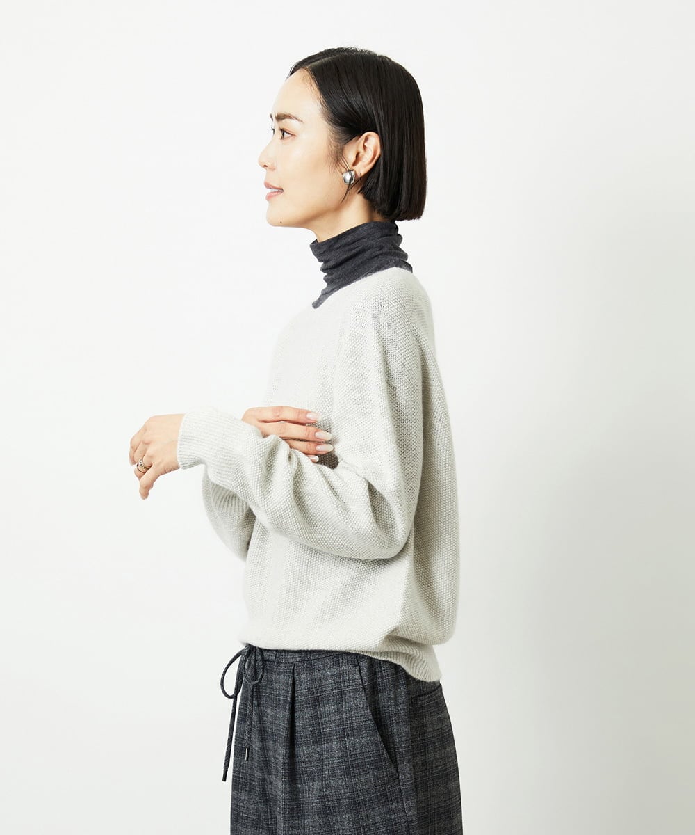 FMFBD33210 MICHEL KLEIN(ミッシェルクラン) ホールガーメント®クルーネックニット ライトブルー