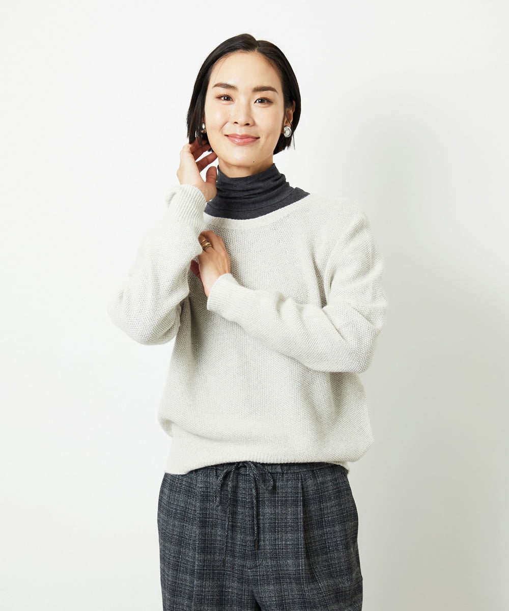 FMFBD33210 MICHEL KLEIN(ミッシェルクラン) ホールガーメント®クルーネックニット ライトブルー