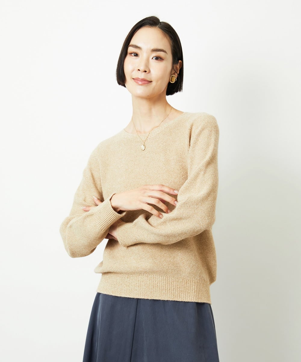 FMFBD33210 MICHEL KLEIN(ミッシェルクラン) ホールガーメント®クルーネックニット ライトブルー