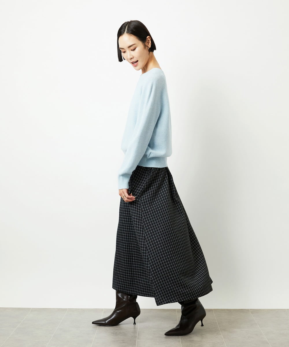 FMFBD33210 MICHEL KLEIN(ミッシェルクラン) ホールガーメント®クルーネックニット ライトブルー