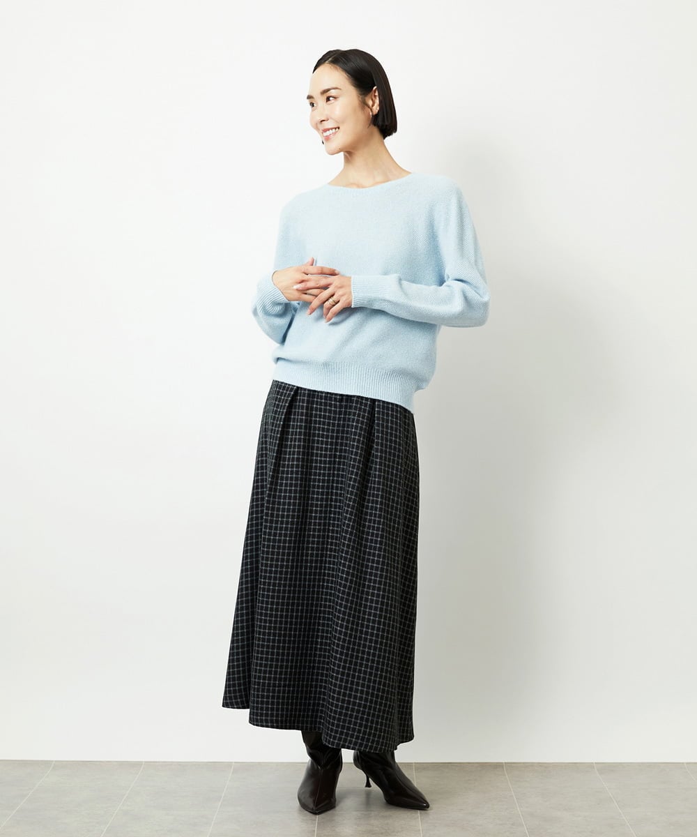 FMFBD33210 MICHEL KLEIN(ミッシェルクラン) ホールガーメント®クルーネックニット ライトブルー