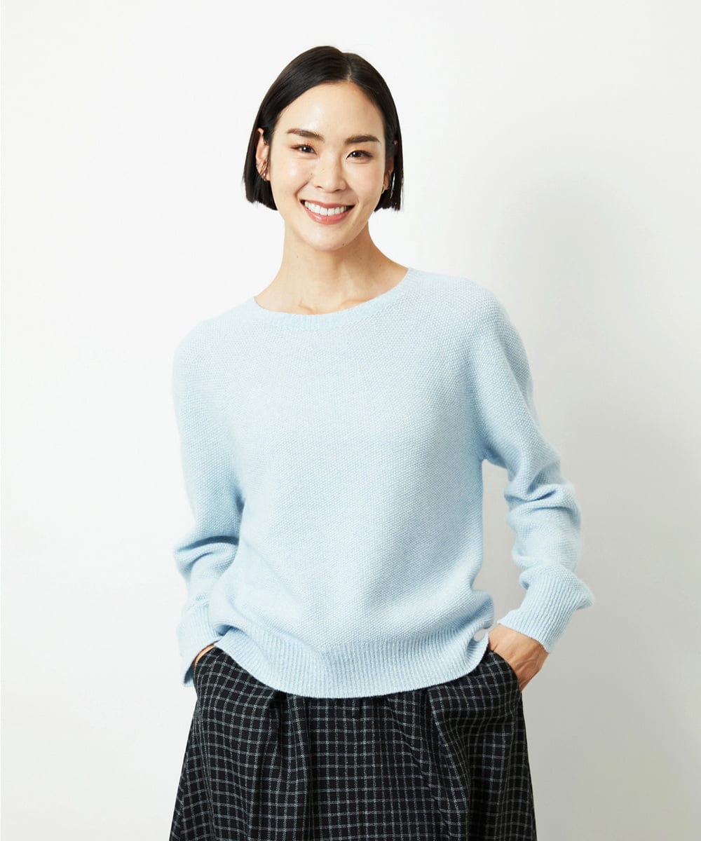 FMFBD33210 MICHEL KLEIN(ミッシェルクラン) ホールガーメント®クルーネックニット ライトブルー