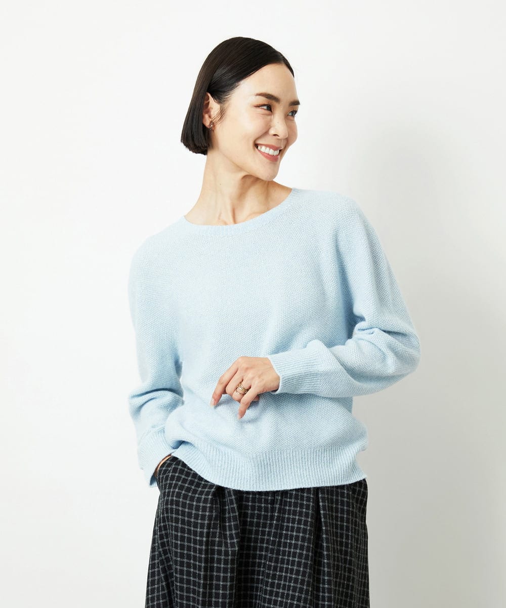 FMFBD33210 MICHEL KLEIN(ミッシェルクラン) ホールガーメント®クルーネックニット ライトブルー