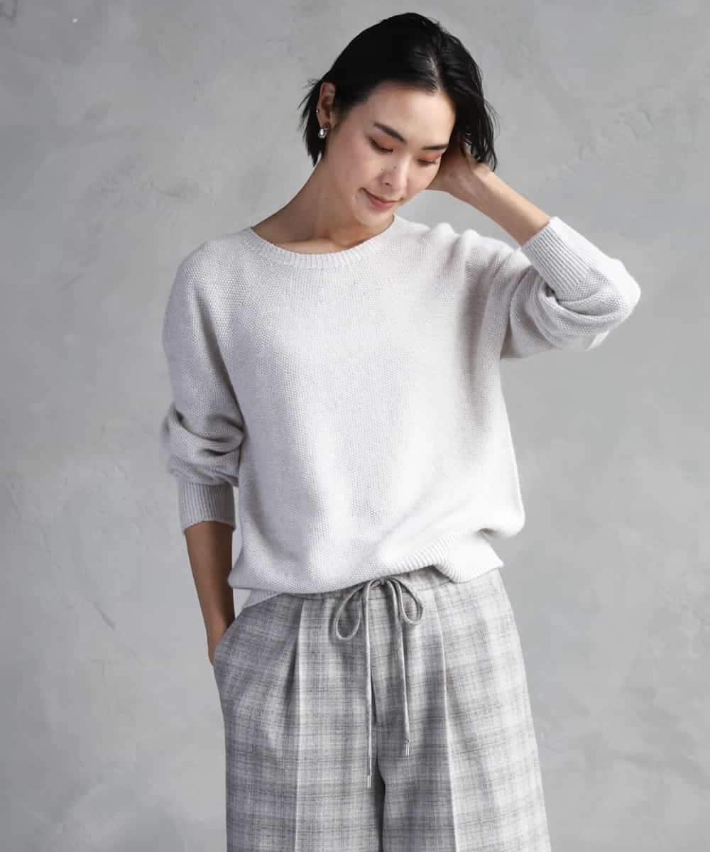 FMFBD33210 MICHEL KLEIN(ミッシェルクラン) ホールガーメント®クルーネックニット ライトブルー