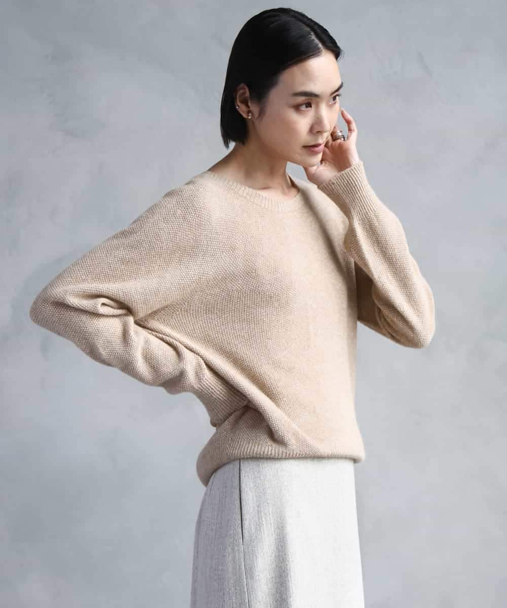 FMFBD33210 MICHEL KLEIN(ミッシェルクラン) ホールガーメント®クルーネックニット ライトブルー