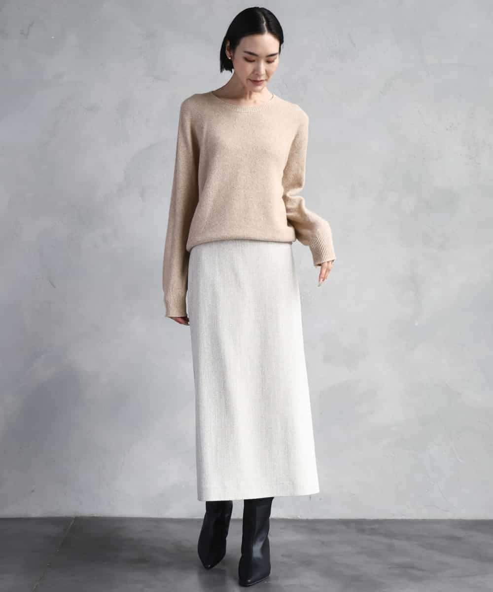 FMFBD33210 MICHEL KLEIN(ミッシェルクラン) ホールガーメント®クルーネックニット ライトブルー