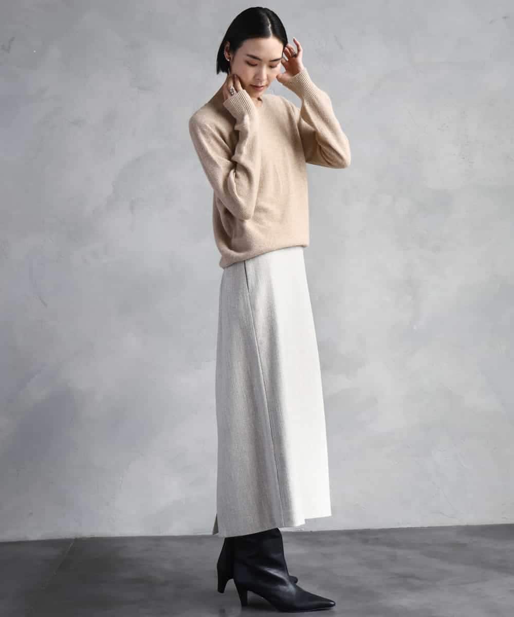 FMFBD33210 MICHEL KLEIN(ミッシェルクラン) ホールガーメント®クルーネックニット ライトブルー