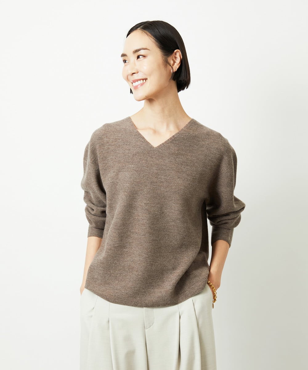 FMFBD34200 MICHEL KLEIN(ミッシェルクラン) [セットアップ対応]Vネックニット ライトイエロー