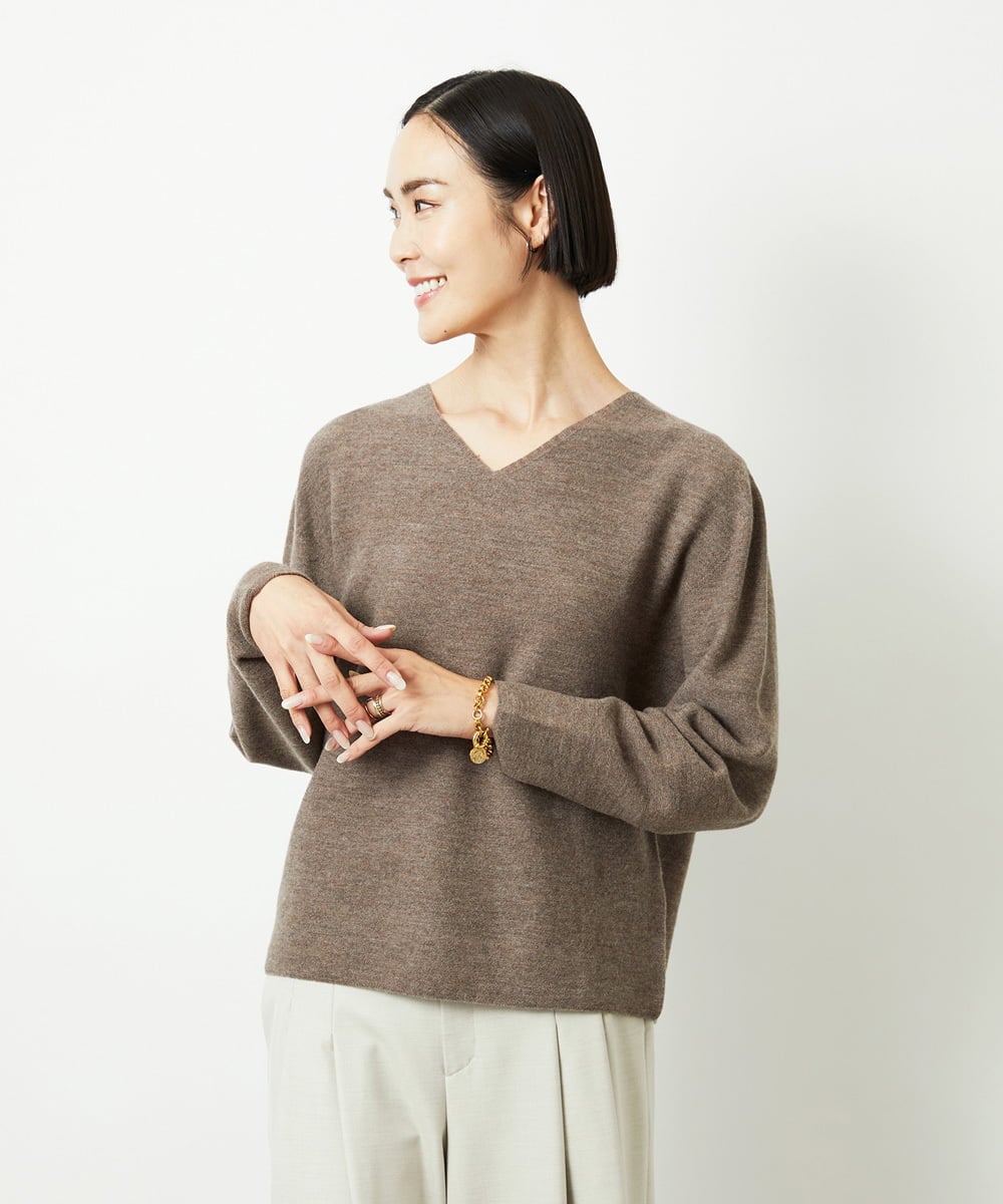 FMFBD34200 MICHEL KLEIN(ミッシェルクラン) [セットアップ対応]Vネックニット ライトイエロー