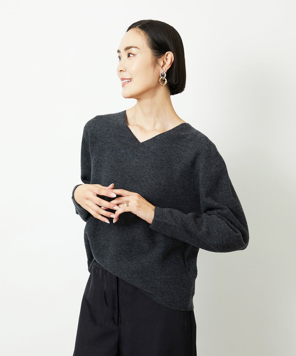 FMFBD34200 MICHEL KLEIN(ミッシェルクラン) [セットアップ対応]Vネックニット ライトイエロー