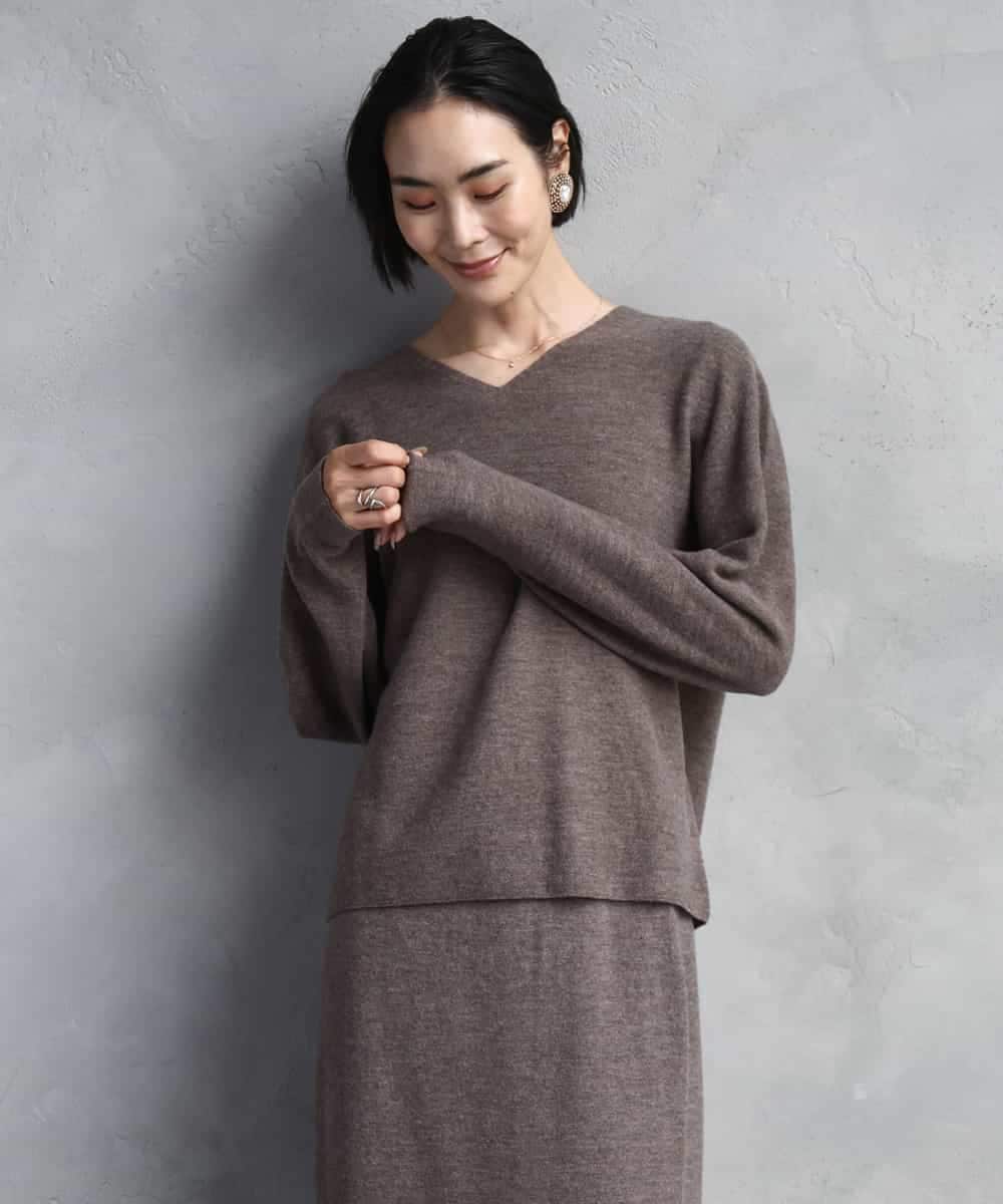 FMFBD34200 MICHEL KLEIN(ミッシェルクラン) [セットアップ対応]Vネックニット ライトイエロー