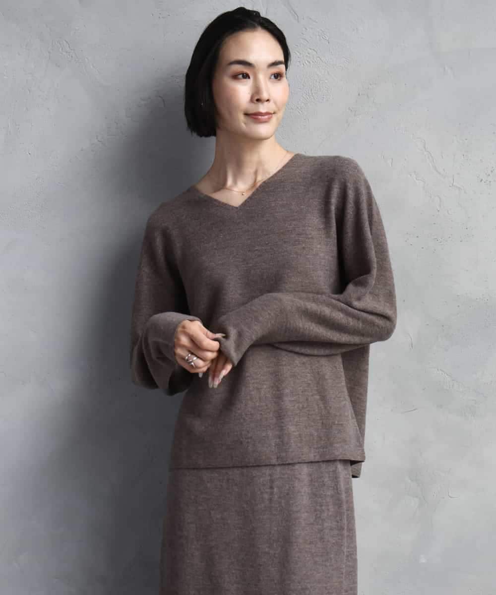 FMFBD34200 MICHEL KLEIN(ミッシェルクラン) [セットアップ対応]Vネックニット ライトイエロー