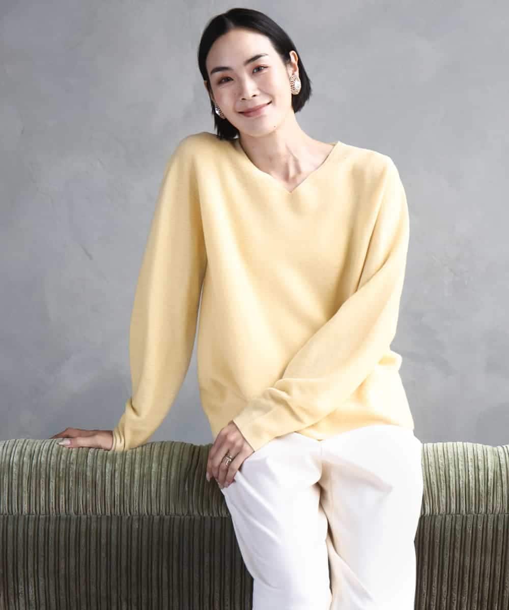 FMFBD34200 MICHEL KLEIN(ミッシェルクラン) [セットアップ対応]Vネックニット ライトイエロー