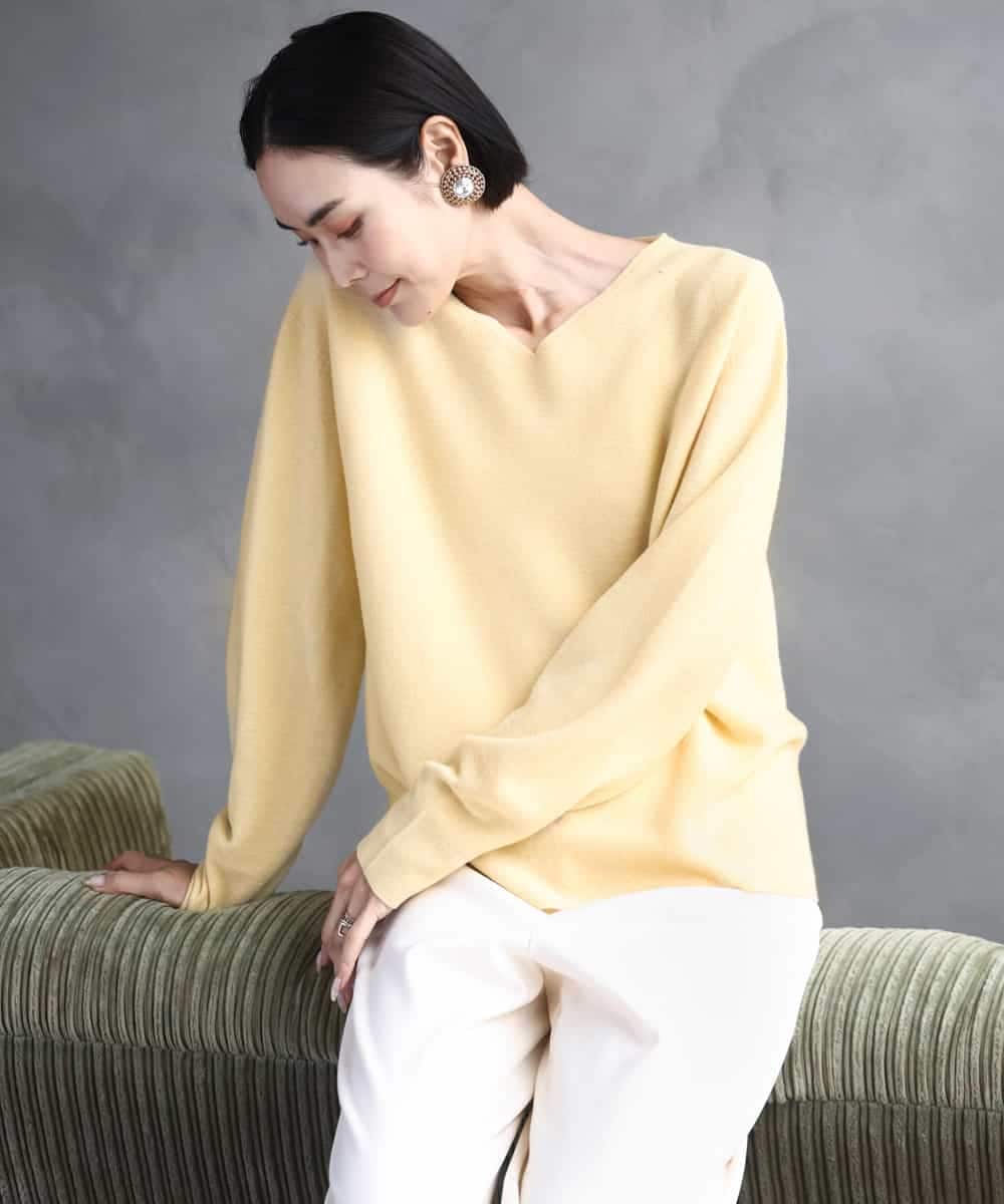FMFBD34200 MICHEL KLEIN(ミッシェルクラン) [セットアップ対応]Vネックニット ライトイエロー