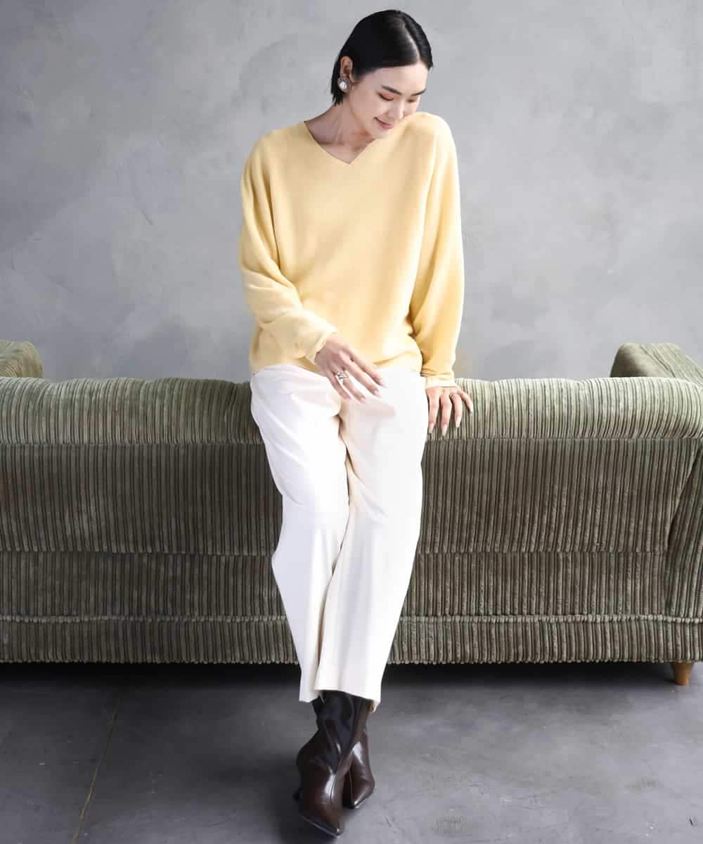 FMFBD34200 MICHEL KLEIN(ミッシェルクラン) [セットアップ対応]Vネックニット ライトイエロー