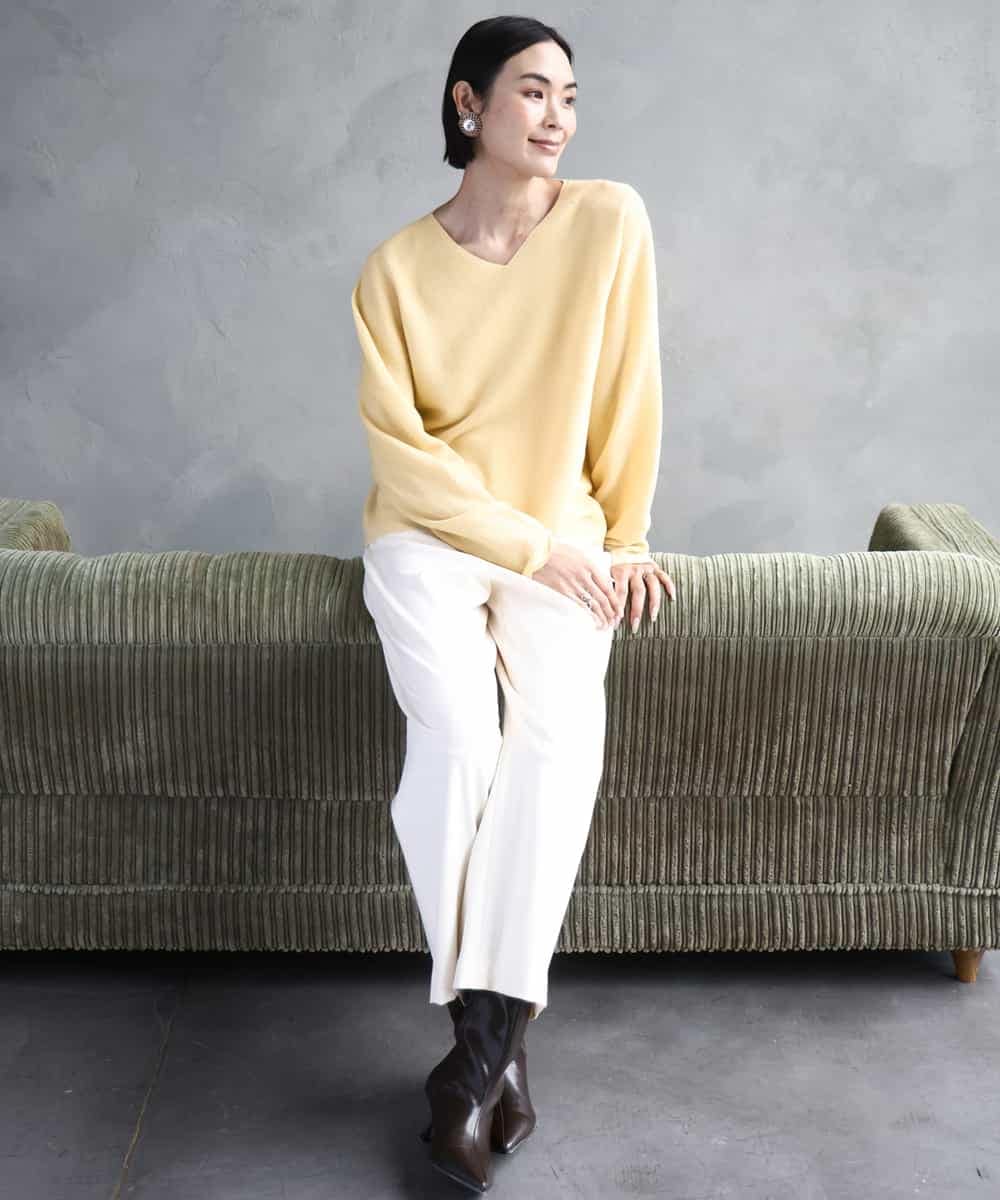 FMFBD34200 MICHEL KLEIN(ミッシェルクラン) [セットアップ対応]Vネックニット ライトイエロー