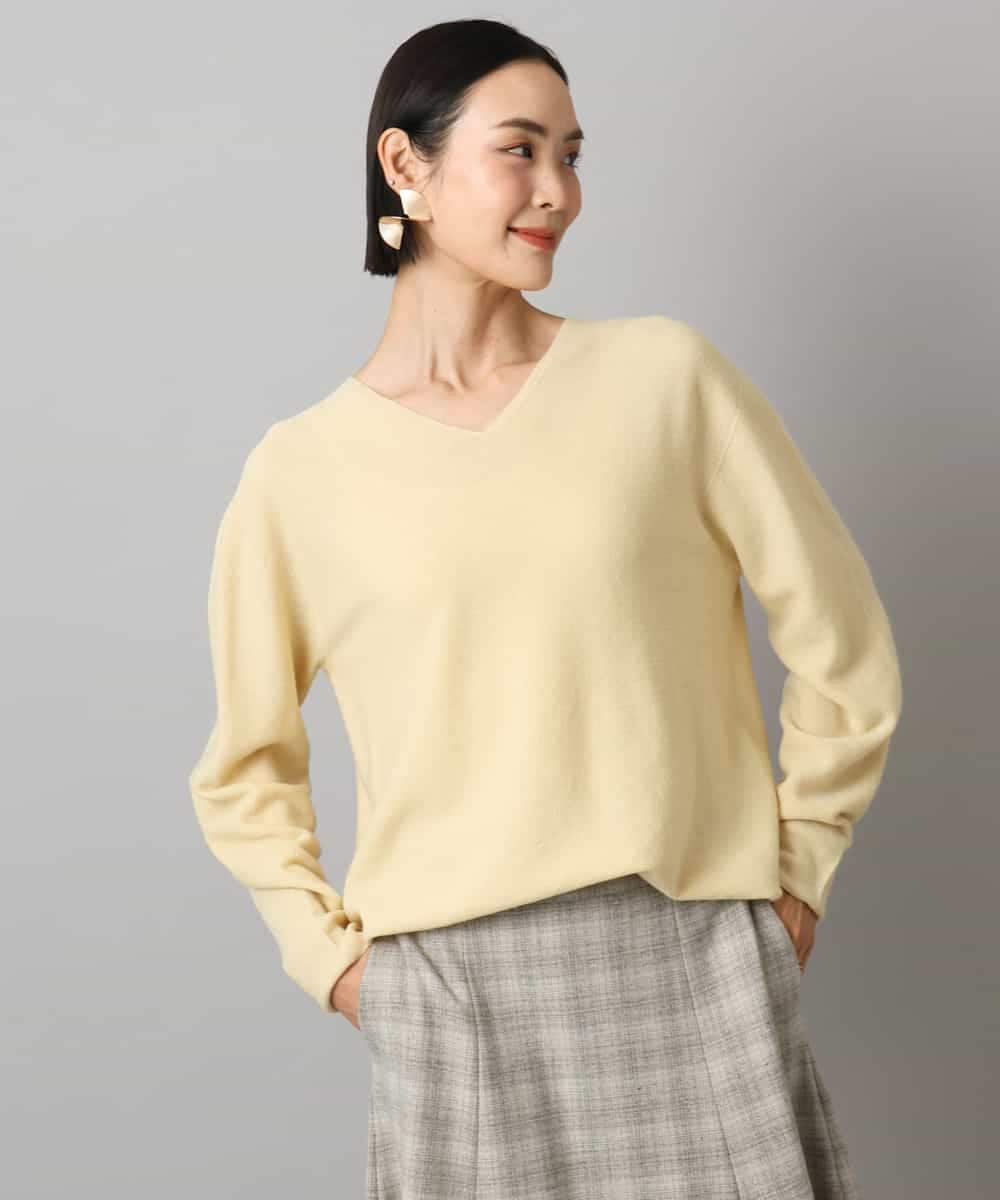 FMFBD34200 MICHEL KLEIN(ミッシェルクラン) [セットアップ対応]Vネックニット ライトイエロー