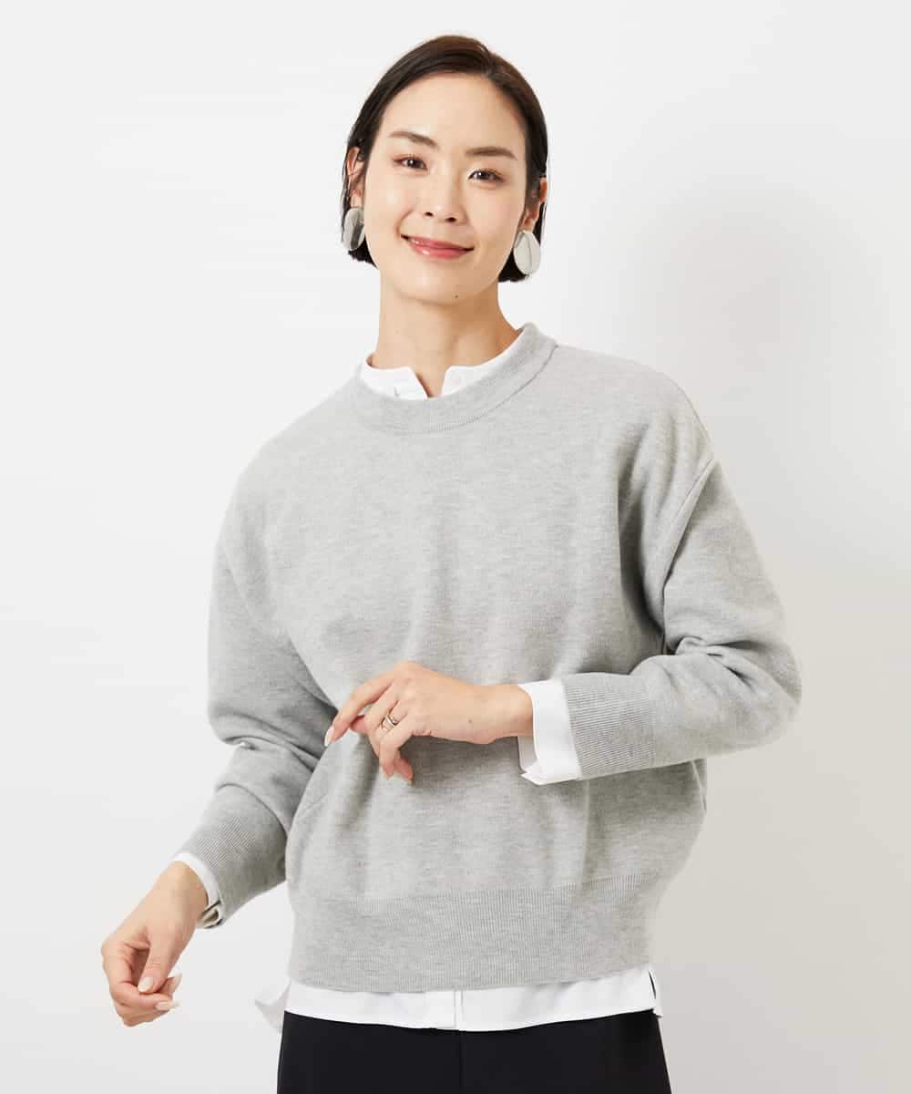 FMFBD80150 MICHEL KLEIN(ミッシェルクラン) クルーネックプルオーバー ライトブルー