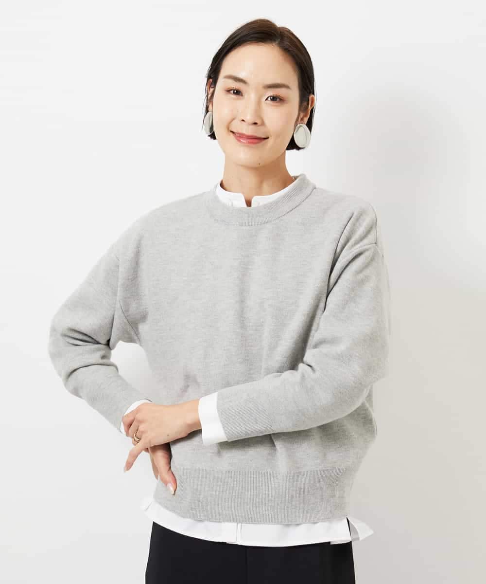 FMFBD80150 MICHEL KLEIN(ミッシェルクラン) クルーネックプルオーバー ライトグレー