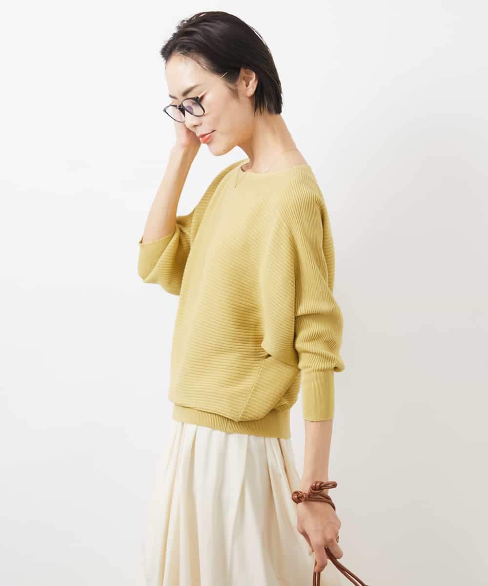 FMFDA17180 MICHEL KLEIN(ミッシェルクラン) ホールガーメント(R)ドルマンスリーブニット（7分袖） マスタード