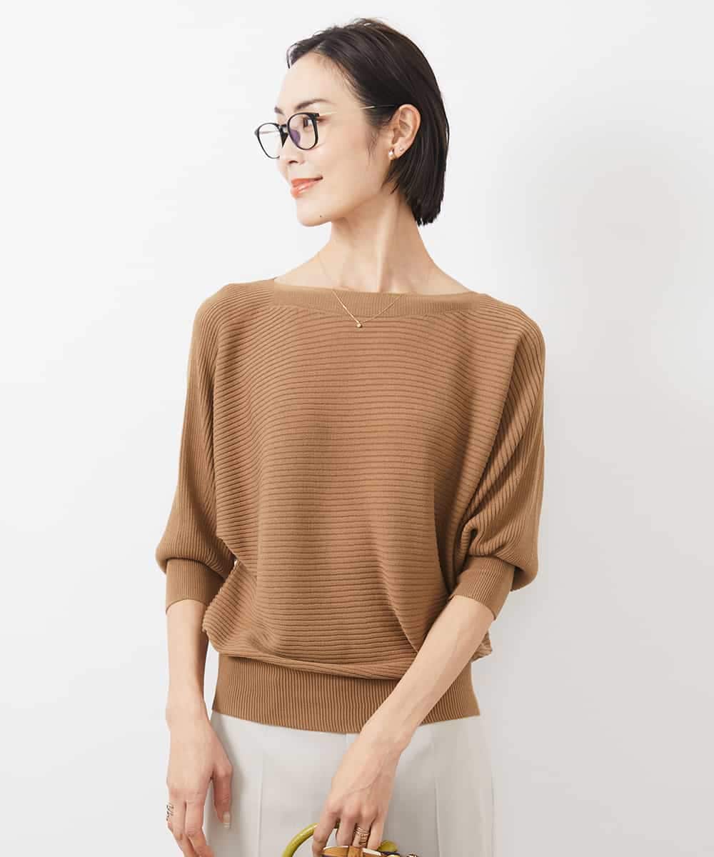 FMFDA17180 MICHEL KLEIN(ミッシェルクラン) ホールガーメント(R)ドルマンスリーブニット（7分袖） マスタード