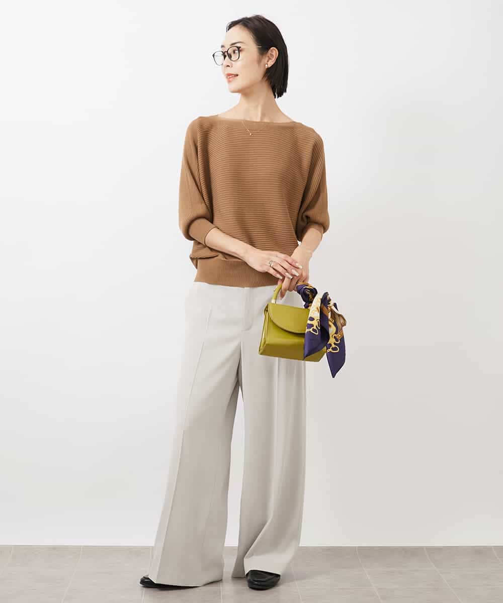 FMFDA17180 MICHEL KLEIN(ミッシェルクラン) ホールガーメント(R)ドルマンスリーブニット（7分袖） マスタード