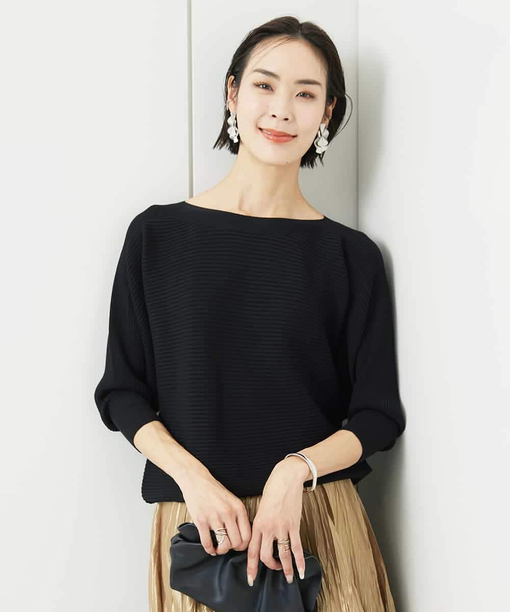 FMFDA17180 MICHEL KLEIN(ミッシェルクラン) ホールガーメント(R)ドルマンスリーブニット（7分袖） マスタード