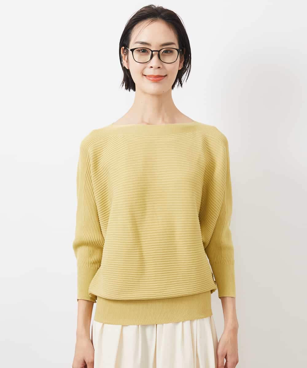 FMFDA17180 MICHEL KLEIN(ミッシェルクラン) ホールガーメント(R)ドルマンスリーブニット（7分袖） マスタード