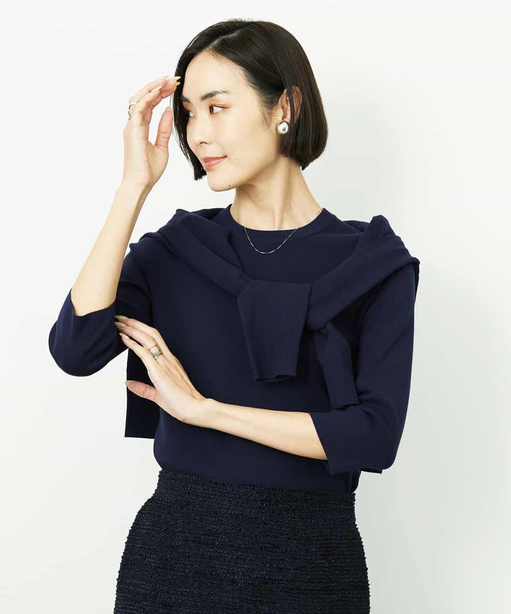 FMFDD01190 MICHEL KLEIN(ミッシェルクラン) [アンサンブル対応]コンパクトニットプルオーバー ホワイト