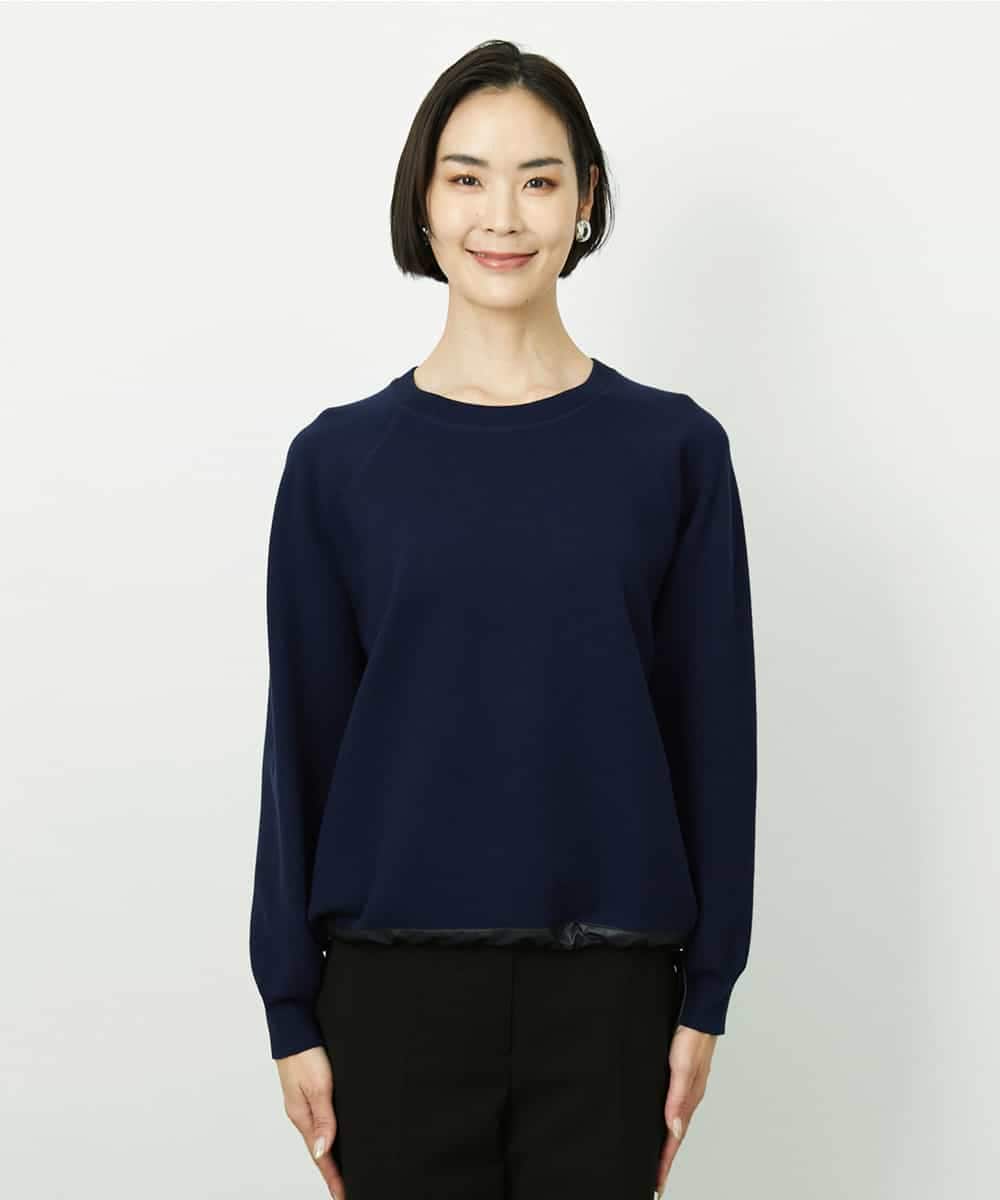 FMFDD02210 MICHEL KLEIN(ミッシェルクラン) ドロストラグランニットプルオーバー ネイビー