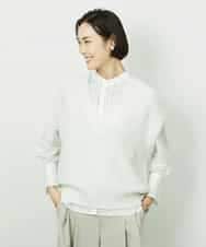 FMFDD03240 MICHEL KLEIN(ミッシェルクラン) ツィードライクVネックベスト ホワイト