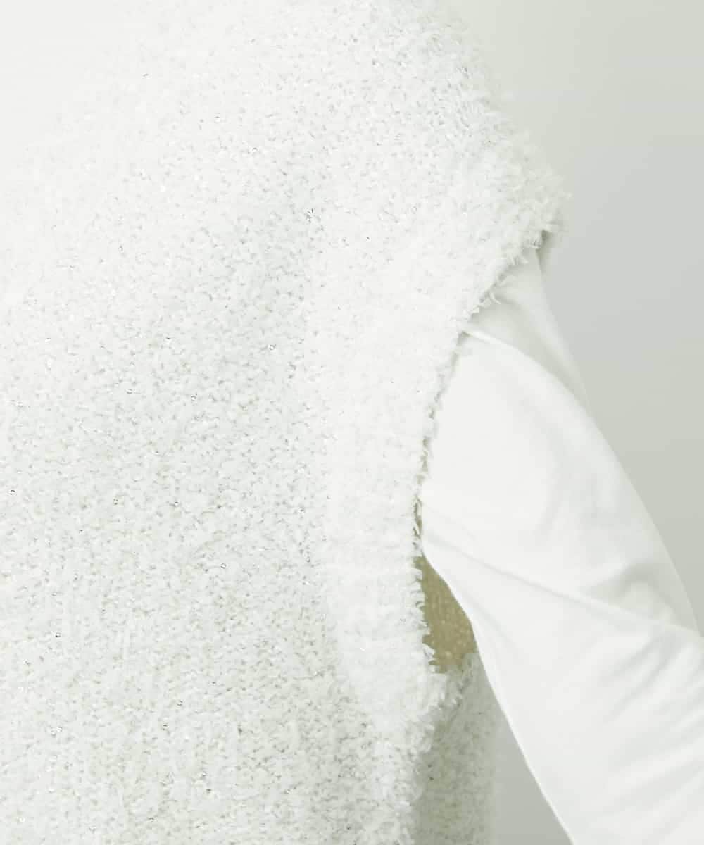 FMFDD03240 MICHEL KLEIN(ミッシェルクラン) ツィードライクVネックベスト ホワイト