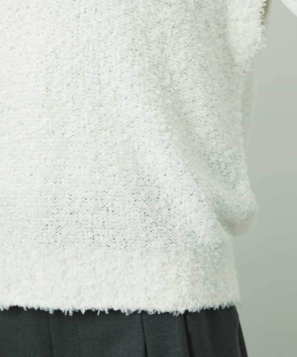 FMFDD03240 MICHEL KLEIN(ミッシェルクラン) ツィードライクVネックベスト ホワイト