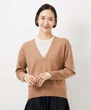 FMFDD13210 MICHEL KLEIN(ミッシェルクラン) Vネックニットプルオーバー ブルー