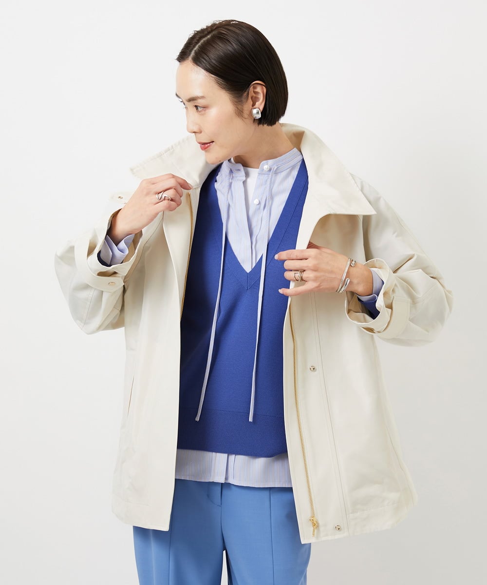 FMFDD13210 MICHEL KLEIN(ミッシェルクラン) Vネックニットプルオーバー ブルー