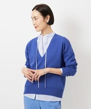 FMFDD13210 MICHEL KLEIN(ミッシェルクラン) Vネックニットプルオーバー ブルー