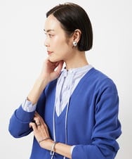 FMFDD13210 MICHEL KLEIN(ミッシェルクラン) Vネックニットプルオーバー ブルー