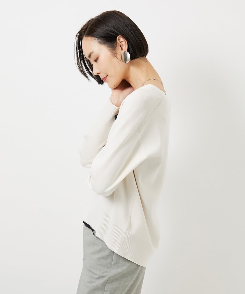 FMFDD13210 MICHEL KLEIN(ミッシェルクラン) Vネックニットプルオーバー ブルー