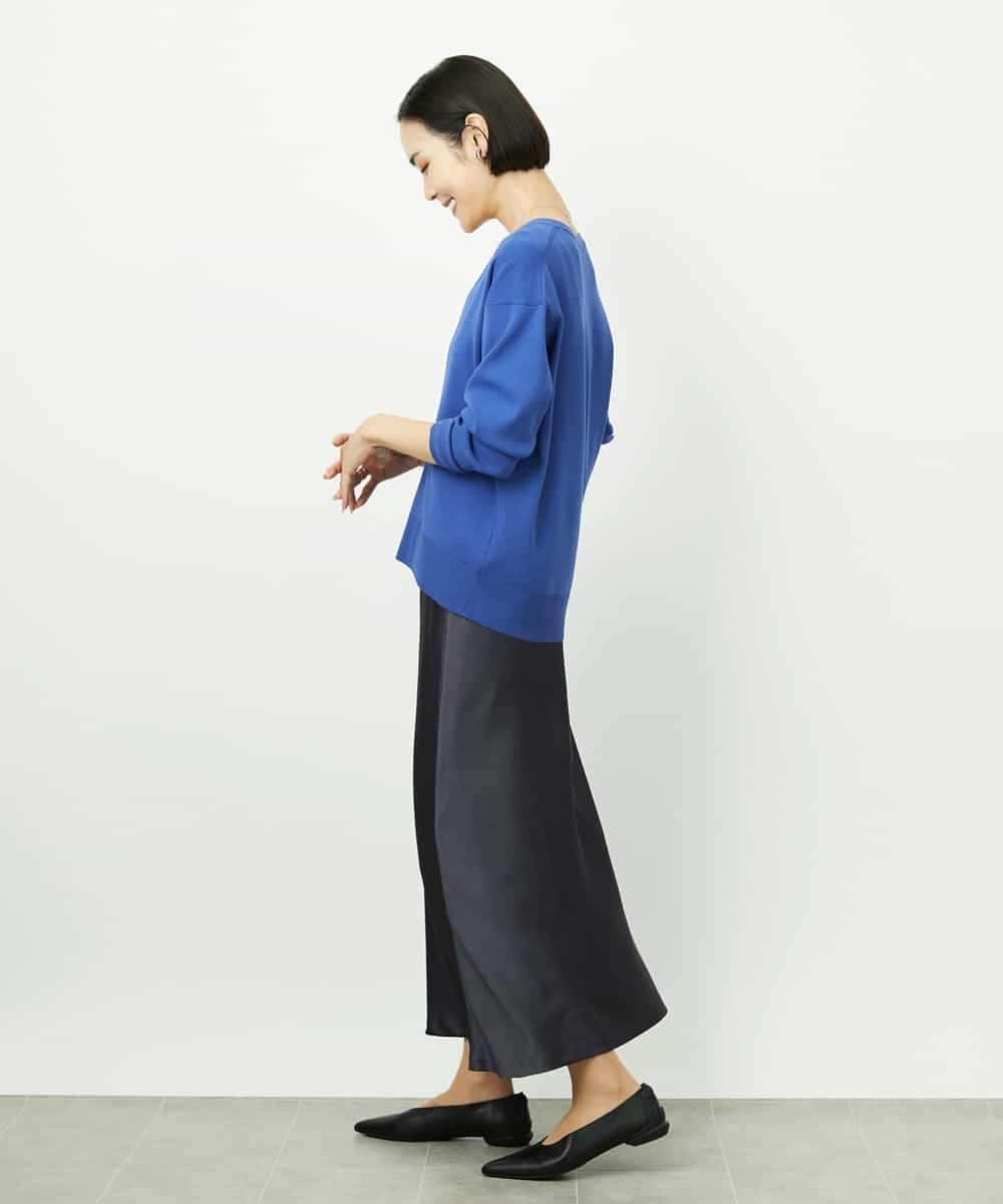 FMFDD13210 MICHEL KLEIN(ミッシェルクラン) Vネックニットプルオーバー ブルー