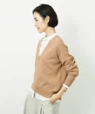 FMFDD13210 MICHEL KLEIN(ミッシェルクラン) Vネックニットプルオーバー ブルー