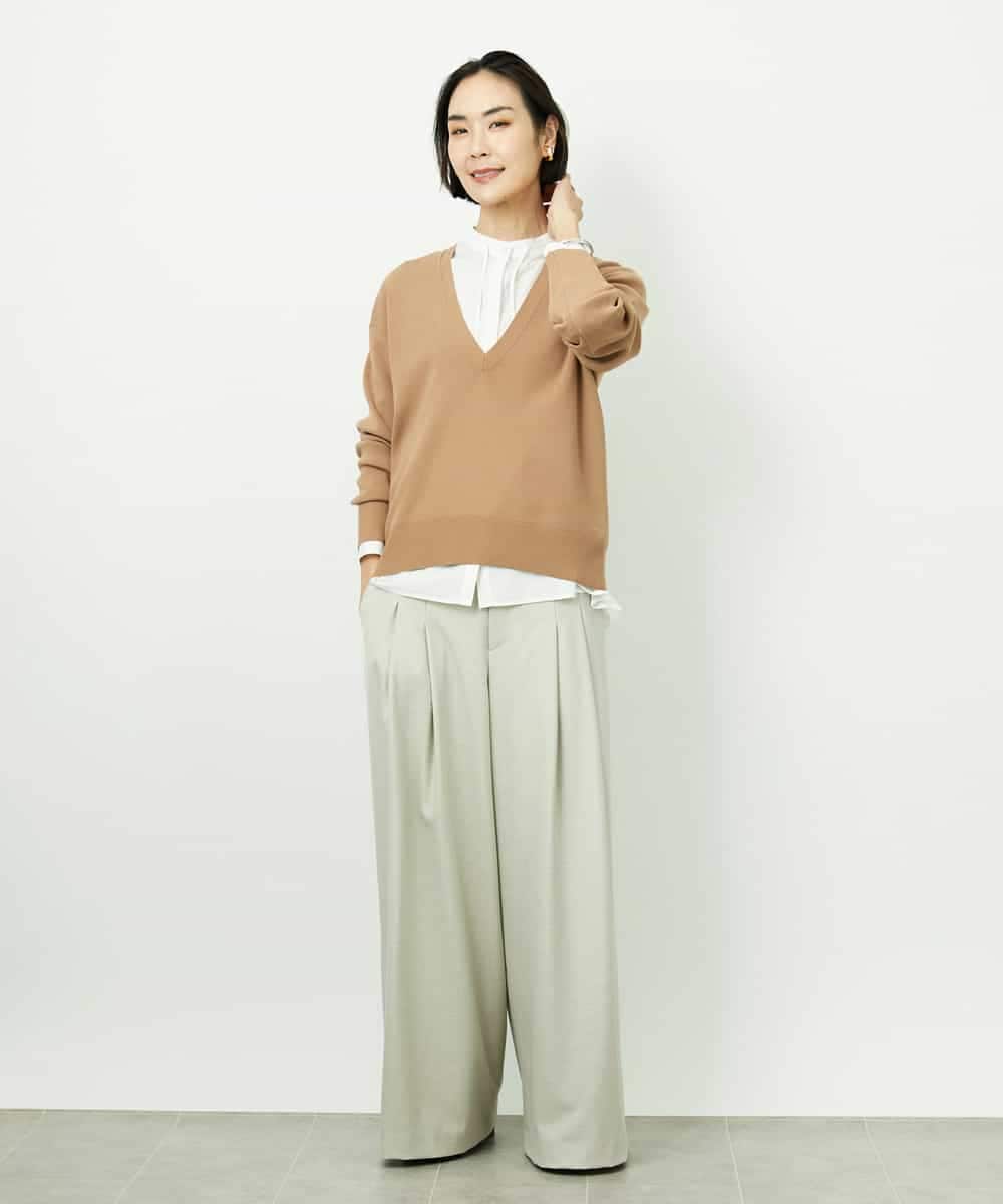 FMFDD13210 MICHEL KLEIN(ミッシェルクラン) Vネックニットプルオーバー ブルー