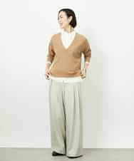 FMFDD13210 MICHEL KLEIN(ミッシェルクラン) Vネックニットプルオーバー ブルー