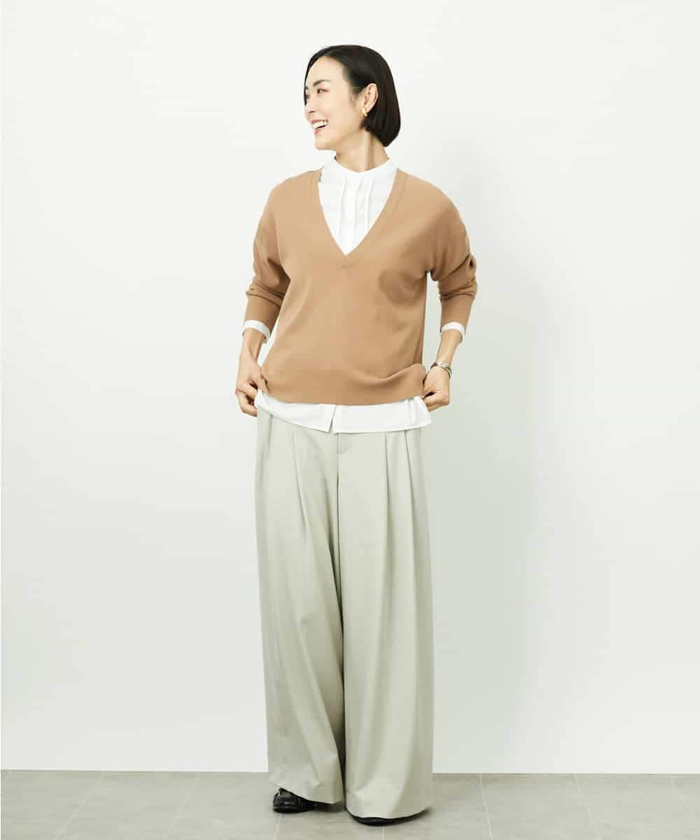 FMFDD13210 MICHEL KLEIN(ミッシェルクラン) Vネックニットプルオーバー ブルー