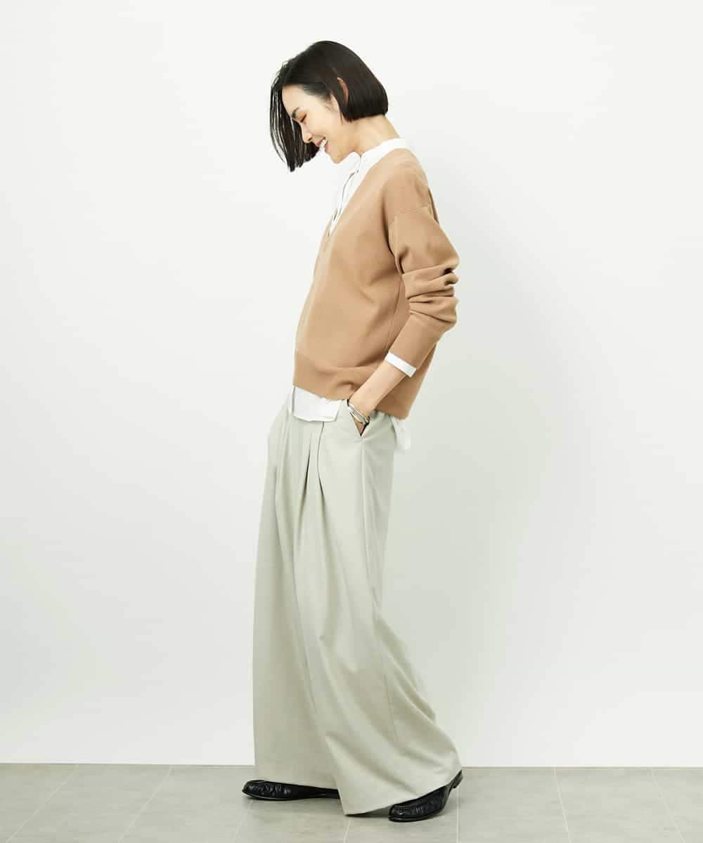 FMFDD13210 MICHEL KLEIN(ミッシェルクラン) Vネックニットプルオーバー ブルー