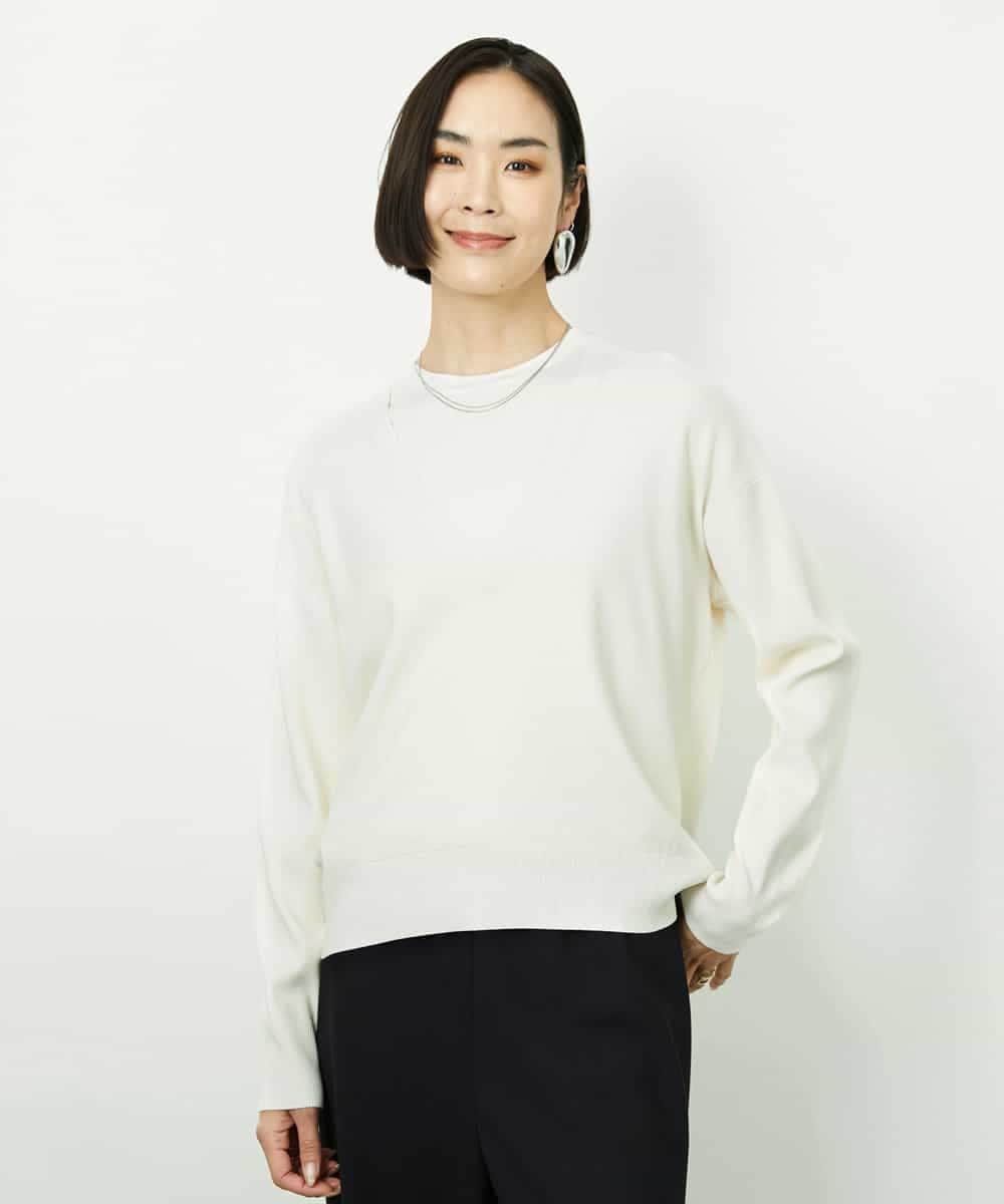 FMFDD13210 MICHEL KLEIN(ミッシェルクラン) Vネックニットプルオーバー ブルー