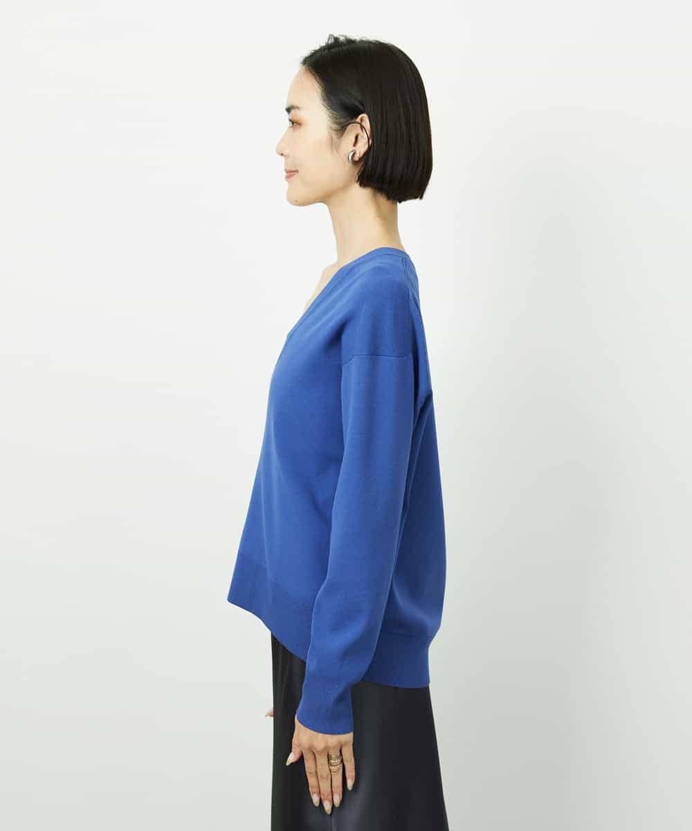 FMFDD13210 MICHEL KLEIN(ミッシェルクラン) Vネックニットプルオーバー ブルー