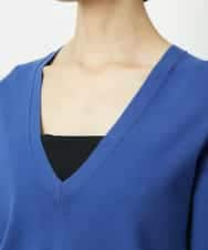 FMFDD13210 MICHEL KLEIN(ミッシェルクラン) Vネックニットプルオーバー ブルー