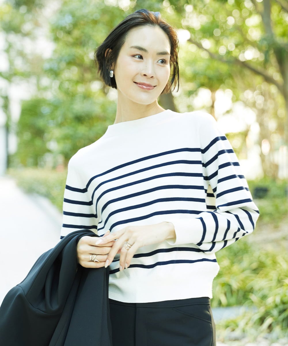 FMFDD15190 MICHEL KLEIN(ミッシェルクラン) ホールガーメント(R)ボトルネックニット アイボリー